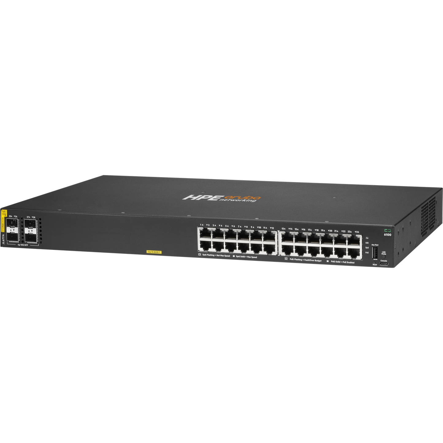 HPE Aruba Networking CX 6100 24G Class4 PoE 4SFP+ 370W Switch