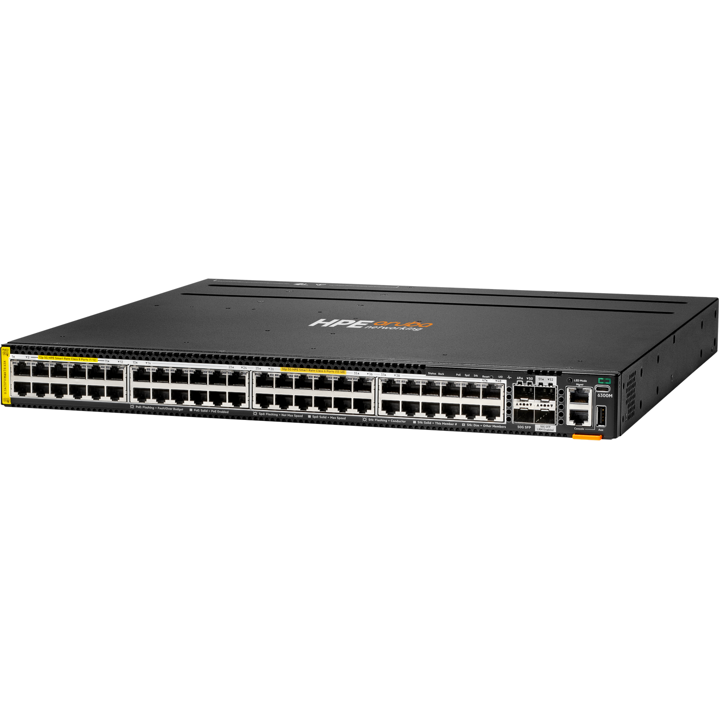 HPE Aruba Networking CX 6300M 12p CL8 PoE 36p CL6 PoE Smart Rate 1G/2.5G/5G 2p 50G 2p 10G Switch