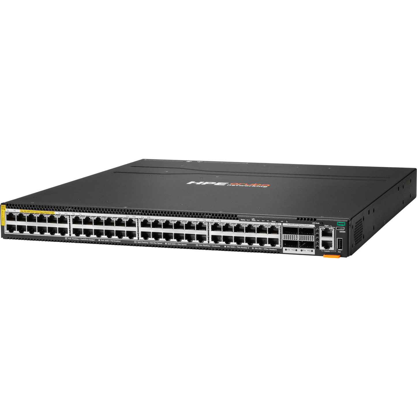 HPE Aruba Networking CX 6300M 48p SR10 1G/2.5G/5G/10G PTP/AVB Class8 PoE and 4p 100G MACsec Switch