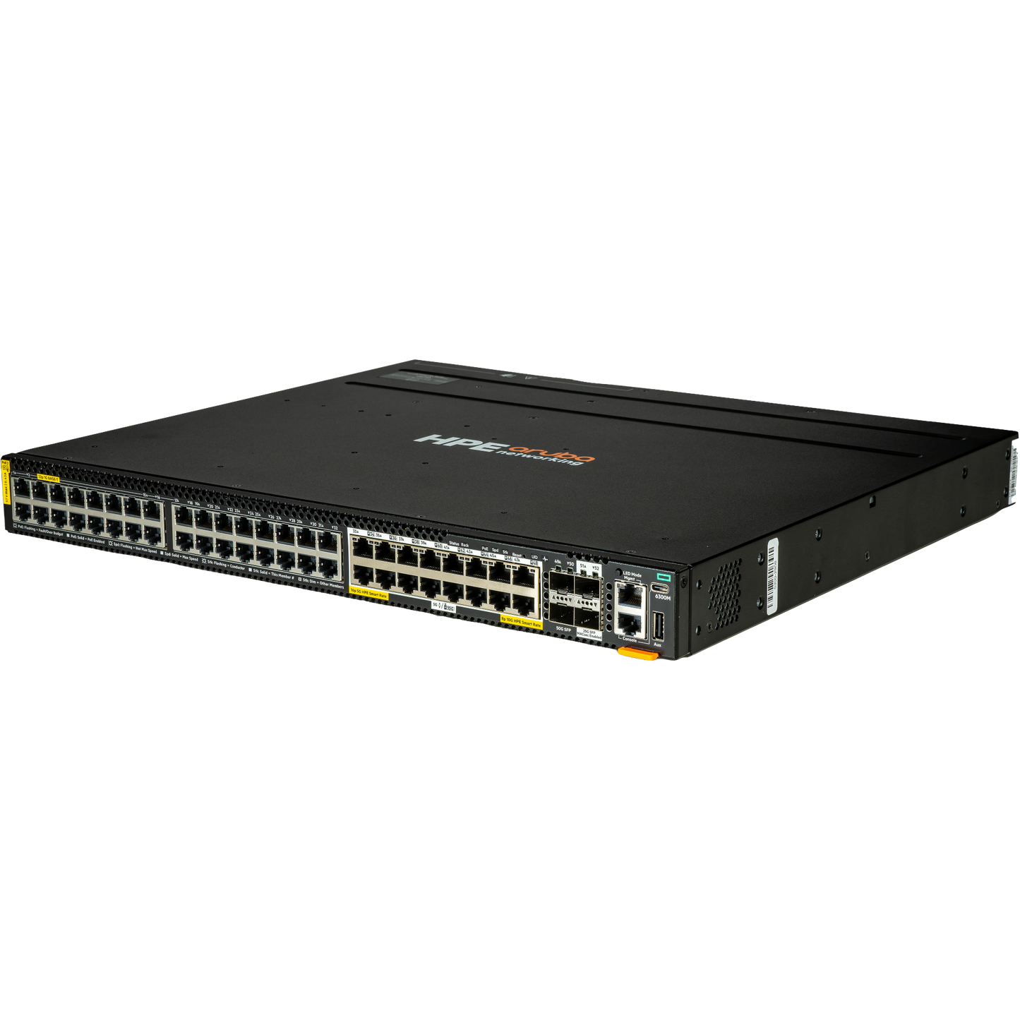 HPE Aruba Networking CX 6300M 32p 1G 16p SmtRt 5G Class8 PoE 2p SFP56 50G 2p SFP28 25G MACsec Switch