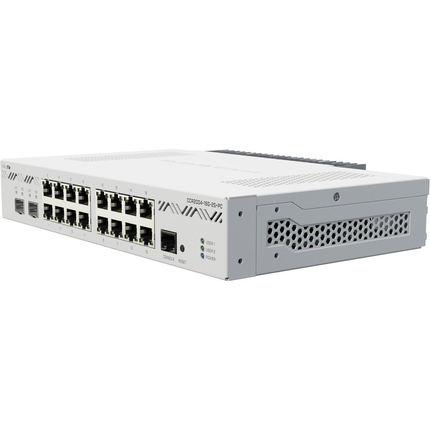 MikroTik Cloud Core 16 Port Gigabit 2SFP+ Passive Cooling Router [CCR2004-16G-2S+PC]