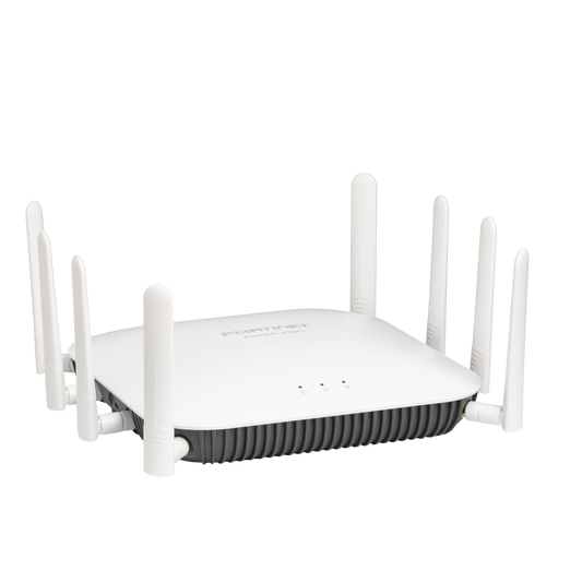 FortiAP-433G Indoor Wireless AP - Tri radio (Wi-Fi-6E IEEE 802.11ax Tri-band 2.4/5/6GHz and dual 5G operation 4+4+4 4 streams 3 radios), [Note:  6GHz band not available in all regulatory domains] external antennas, 2x 5G Base-T RJ45, BT/BLE,  [FAP-433G-E]