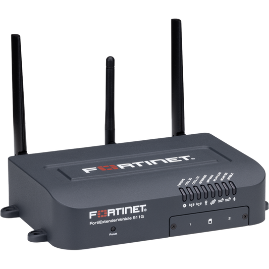 FortiExtender-511G Indoor Broadband Wireless WAN Router with 1x "Dual SIM 5G Sub-6GHz M.2 Module" + 1x reserved eSIM for NA/EU/APAC Carriers. It has 1x 2.5GbE + 1x GbE Combo (SFP + RJ45) + 3x GbE RJ45 WAN/LAN configurable network ports, 1x USB2 [FEX-511G]
