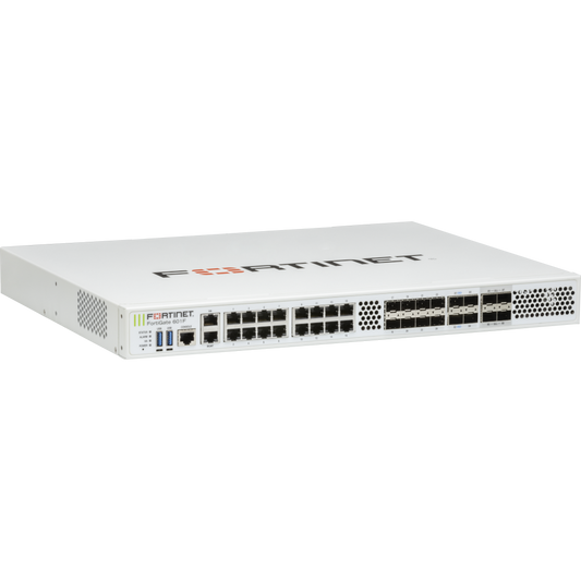 FortiGate-601F 4x 25G SFP28 slots, 4 x 10GE SFP+ slots, 18 x GE RJ45 ports (including 1 x MGMT port, 1 X HA port, 16 x switch ports), 8 x GE SFP slots, SPU NP7 and CP9 hardware accelerated, 480GB onboard SSD storage, dual AC power supplies [FG-601F]