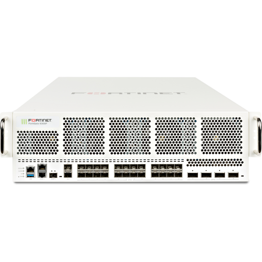 FortiGate-6300F-DC: 4 slots QSFP28 de 100GE, 24 slots SFP28 de 25GE, 3 slots SFP+ de 10GE, 2 portas GE RJ45 MGMT e 2 fontes de alimentação CC [FG-6300F-DC]