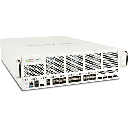 FortiGate-6301F 4 slots QSFP28 40/100GE, 24 slots SFP28 1/10/25GE, 2 portas de gestão RJ45 1GE, 2 slots SFP+ HA 1/10GE, 1 slot SFP+ MGMT 1/10GE, 2 SSDs NVMe de 960 GB e 3 fontes de alimentação CA [FG-6301F]