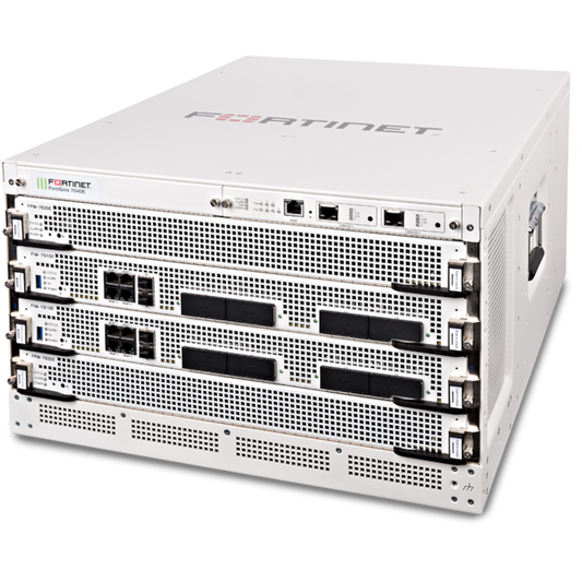 FortiGate-7040E-8-DC 6U 4-slot chassis with 2x FPM-7620E Processor Modules, 2x FIM-79xxE-C specified at purchase, 1x Manager Module and 3x hot swappable redundant DC PSU [FG-7040E-8-DC]