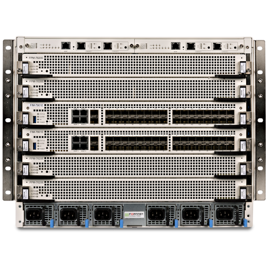 Chassis FortiGate-7060E-8 8U de 6 slots com 2 módulos de processador FPM-7620E, 2 módulos FIM-79xxE-C especificados na compra, 2 módulos de gestão e 4 fontes de alimentação redundantes hot-swap [FG-7060E-8]