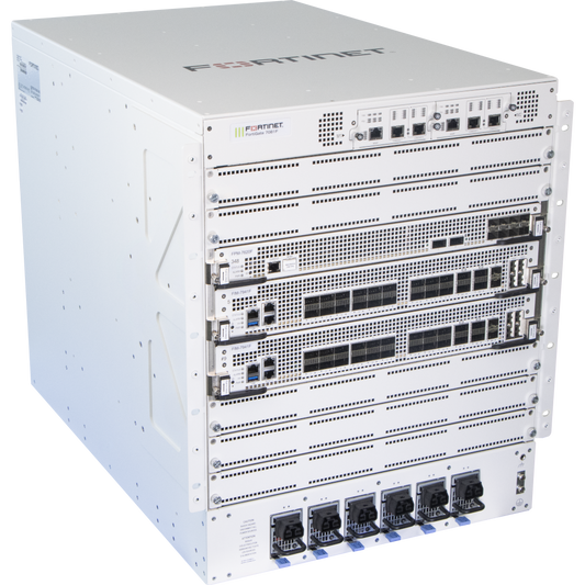 Chassis FortiGate-7081F-DC FG-7081F-DC com 2 módulos de gestão do sistema, 6 fontes de alimentação de 2500WDC e 3 módulos de ventoinhas FG-7081F. [FG-7081F-DC-CH]