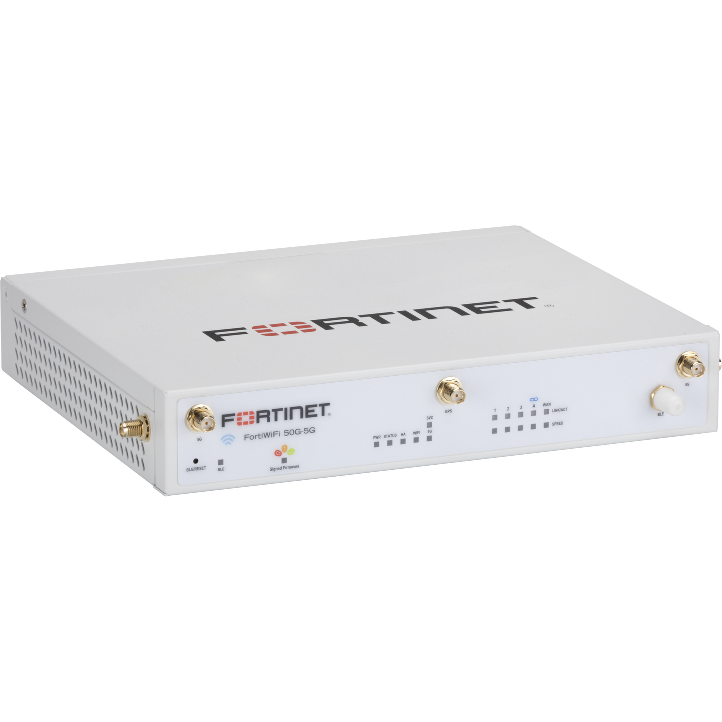 FortiWiFi-50G-5G-II 5 x GE RJ45 ports (including 1 x WAN Port, 4 x Internal Ports), Wireless (802.11a/b/g/n/ac/ax), with Embedded 3G/4G/LTE/5G HP wireless wan module, 8 external SMA WWAN antennas Region Code B [FWF-50G-5G-II-B]
