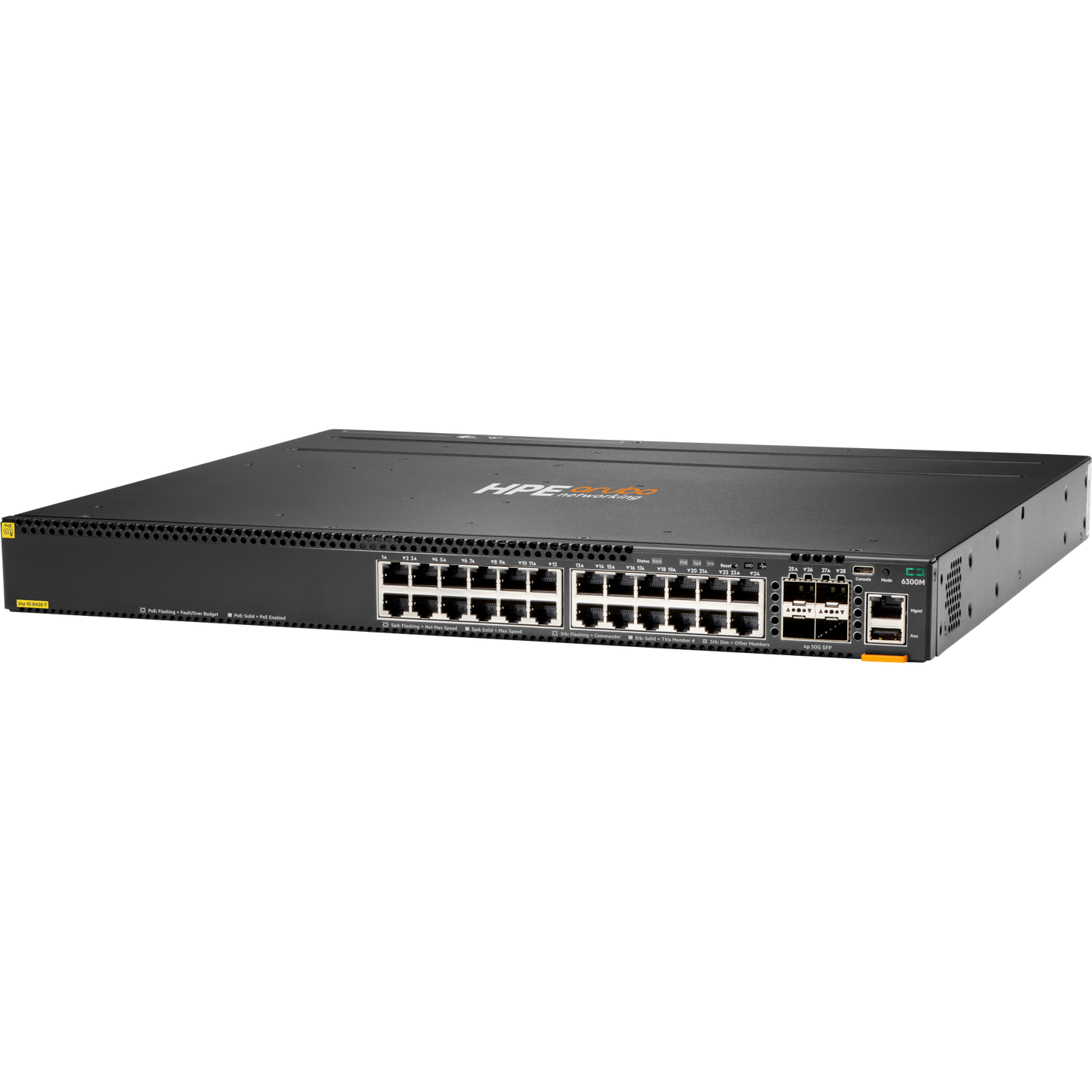 HPE Aruba Networking CX 6300M 24-port 1GbE Class 4 PoE and 4-port SFP56 Switch