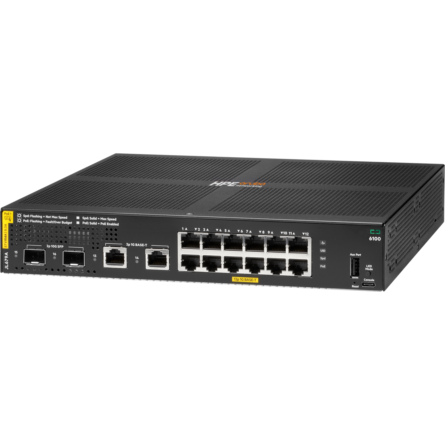 HPE Aruba Networking CX 6100 12G Class4 PoE 2G/2SFP+ 139W Switch