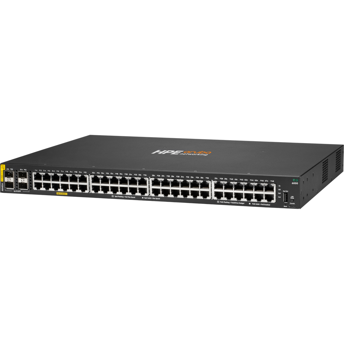 HPE Aruba Networking CX 6000 48G Class4 PoE 4SFP 370W Switch