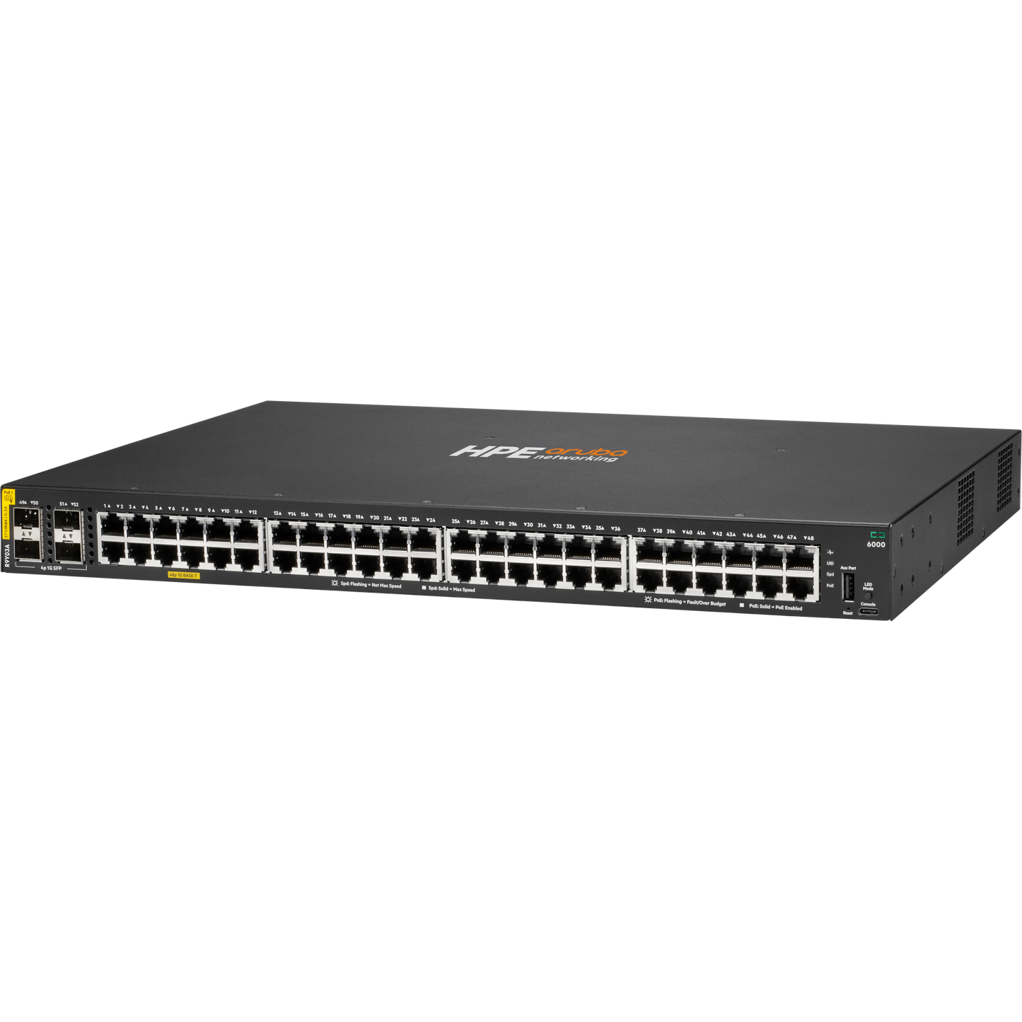 HPE Aruba Networking CX 6000 48G Class4 PoE 4SFP 740W Switch